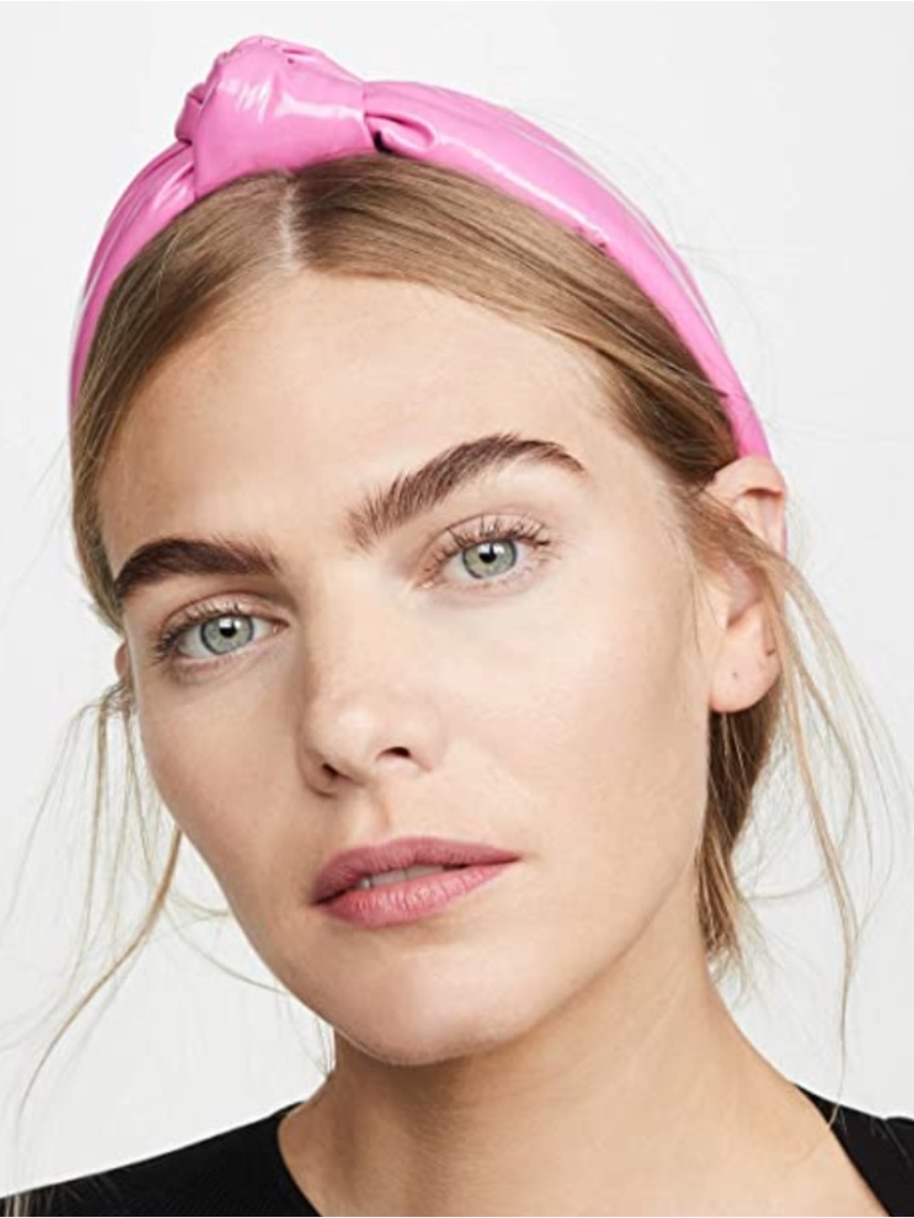 Lele Sadoughi Glossy Pink Patent Padded Knot Headband